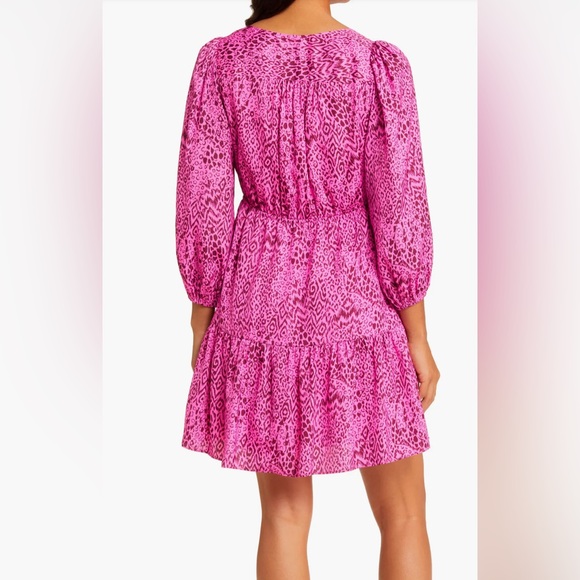 NEW! Lilly Pulitzer Deacon 3/4 Sleeve V Neck Cerise Pink Pattern Play Size 2 - Picture 3 of 15